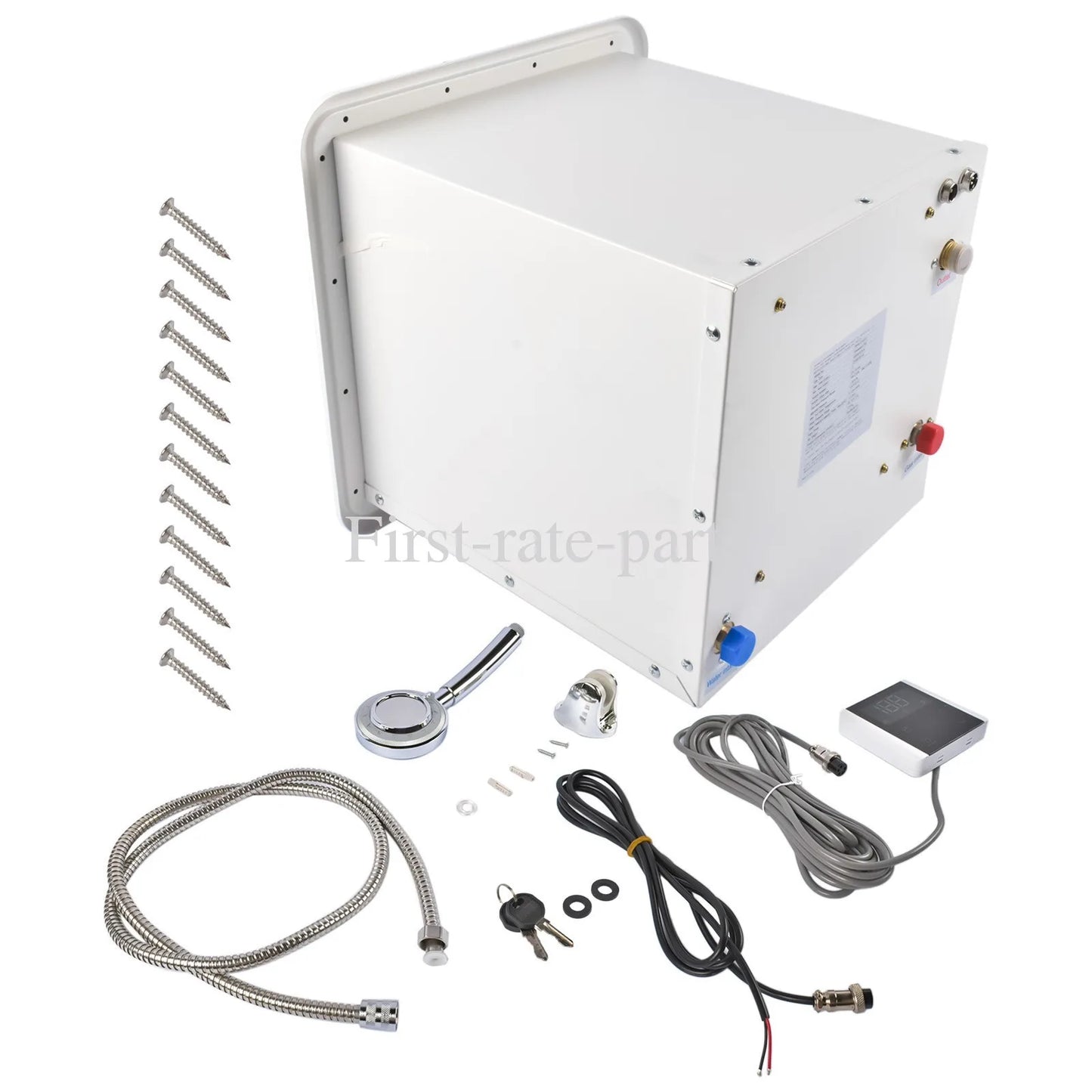 White/Black RV Tankless Instant Water Heater Propane Gas 15x15 in 12V 42000 BTU w/Controller