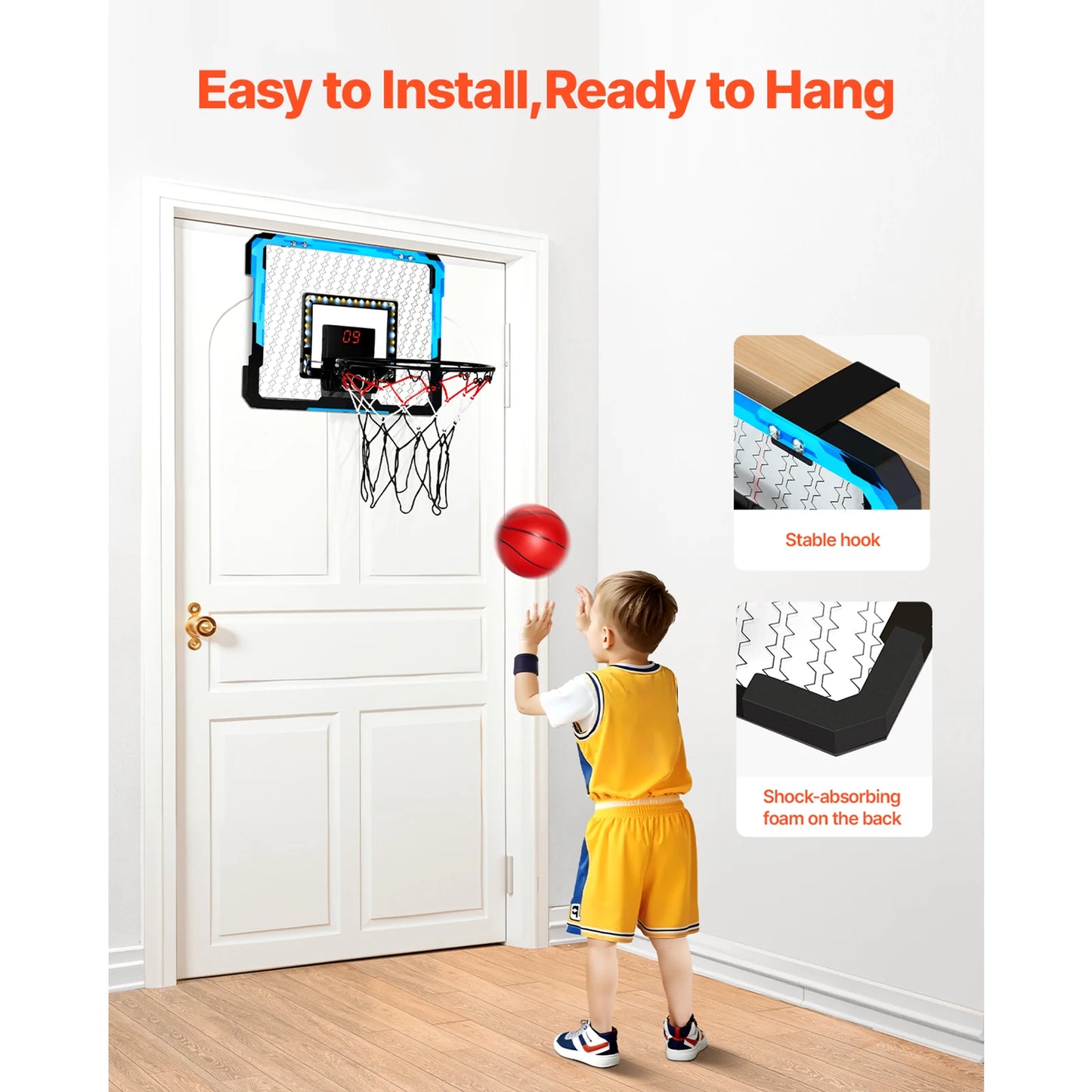 Kids Wall Type Foldable Basketball Hoop with three balls, Outdoor, Indoor Games