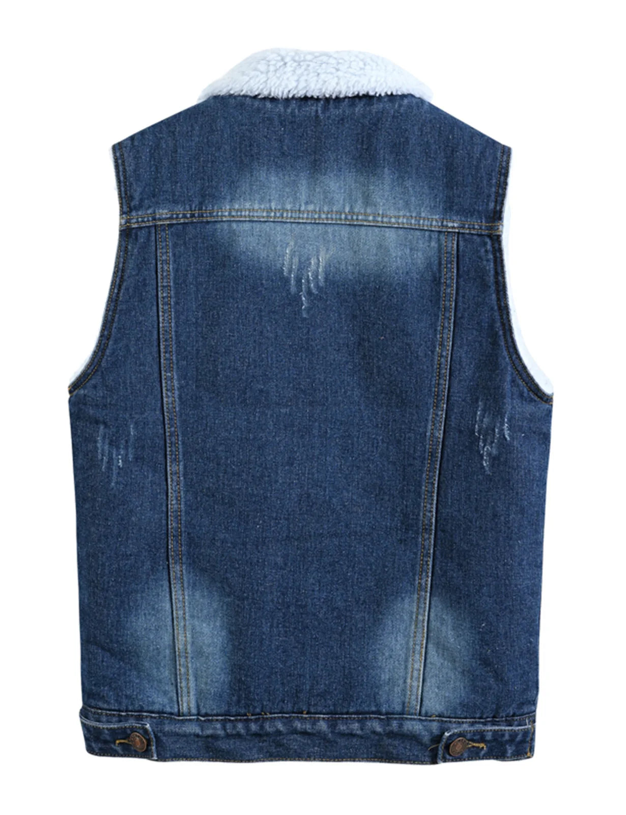 Women`s Sherpa Lined Fleece Warm Winter Denim Jean Sleeveless Jacket
