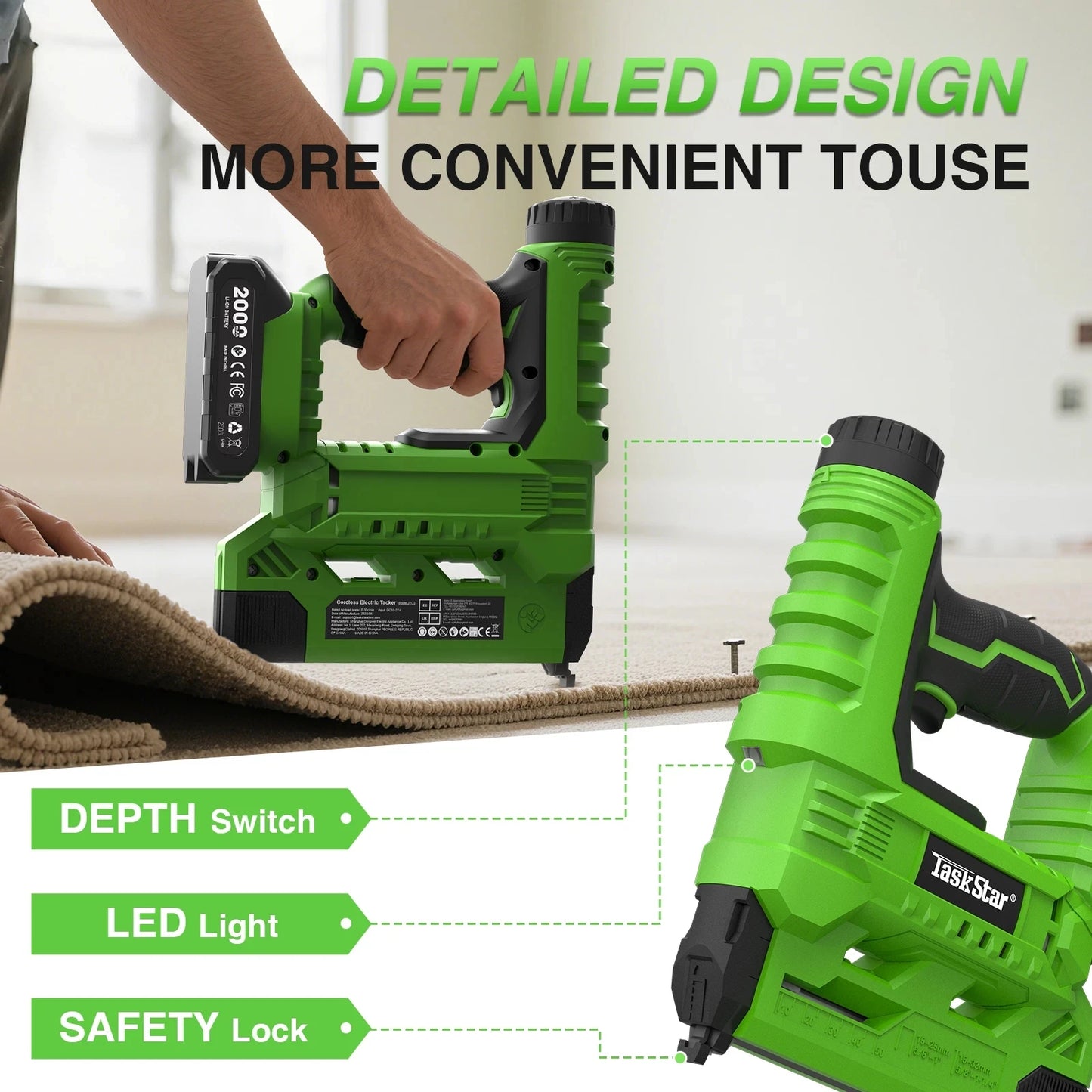 18 Gauge 2 in 1 Electric Nail Gun Cordless Stapler Framing Nailer Tacker Furniture Tool For Makita 18V Battery