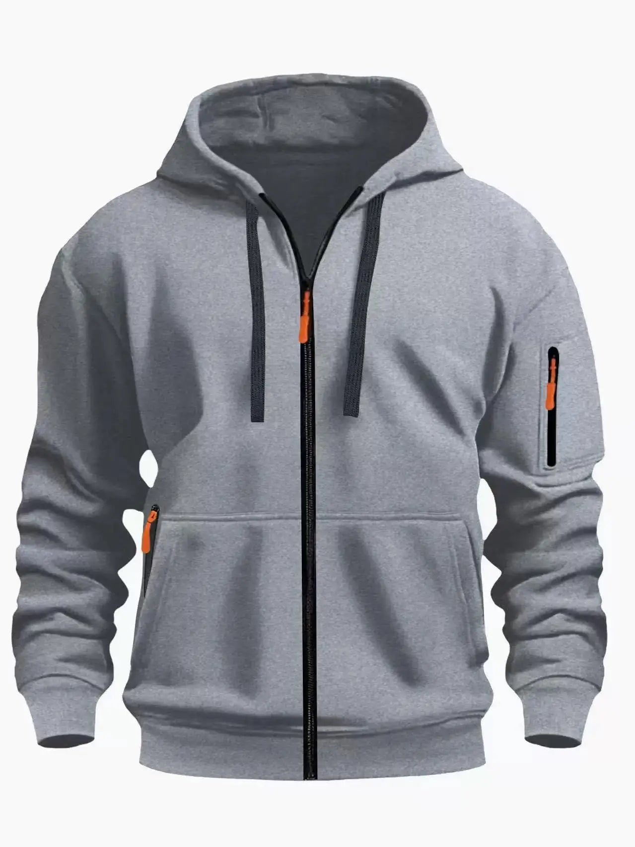 Men's, Women's zip-up hoodie with kangaroo pocket, solid color coat, autumn and winter style, sports casual, fleece-lined for warmth