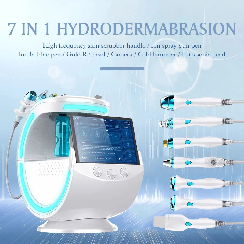 7 In 1 Smart Ice Blue Hydra oxyge Dermabrasion Facial Mahcine Skin Cleaning Skin Analyzer Dermabrasion Facial Aquafacial