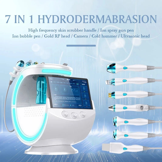 7 In 1 Smart Ice Blue Hydra oxyge Dermabrasion Facial Mahcine Skin Cleaning Skin Analyzer Dermabrasion Facial Aquafacial