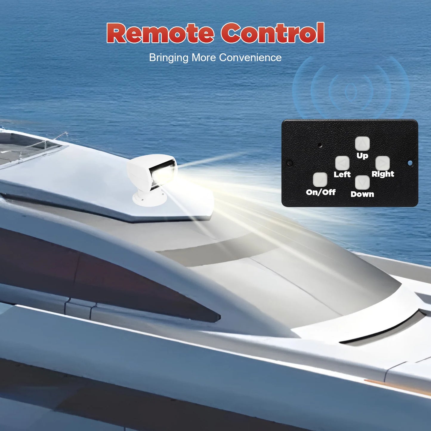 Marine Spot Light, Boat Searchlight Remote Control 12V 100W Waterproof, White, 360° Rotatable for Boat