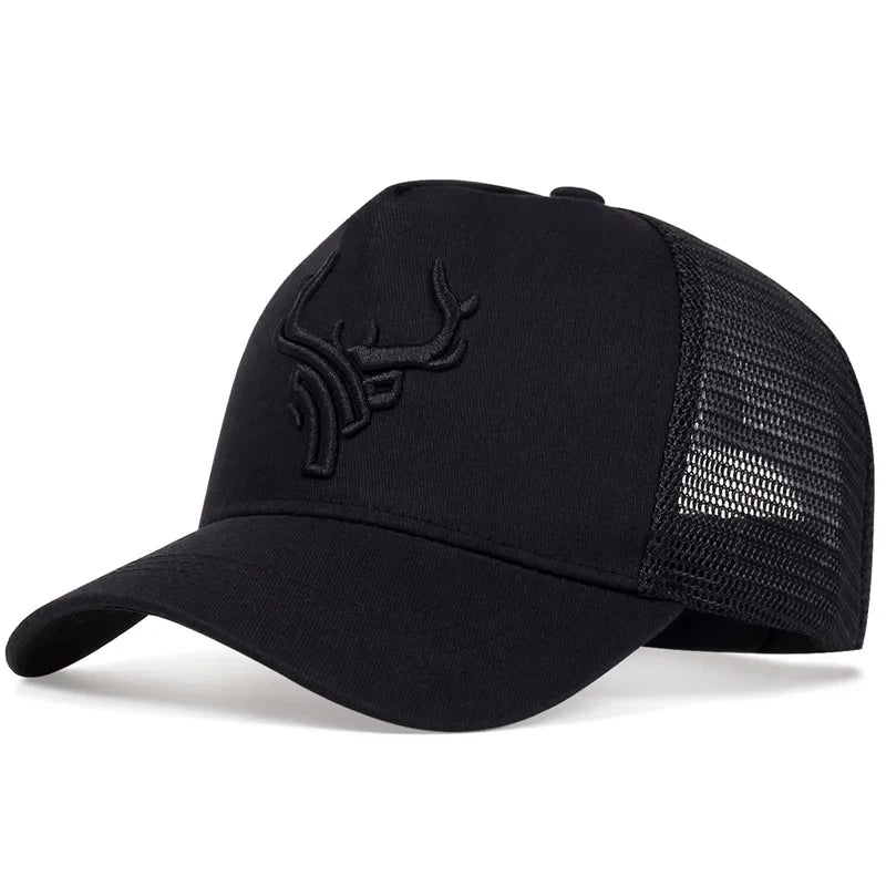 1piece Unisex Antlers Embroidery Baseball Net Hat Adjustable