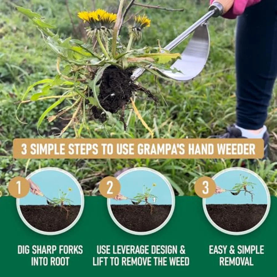 Grampa's Hand Weeder Tool, The Perfect Lightweight Easy to Use Weed Puller Tool for Garden, Durable Unique Lever