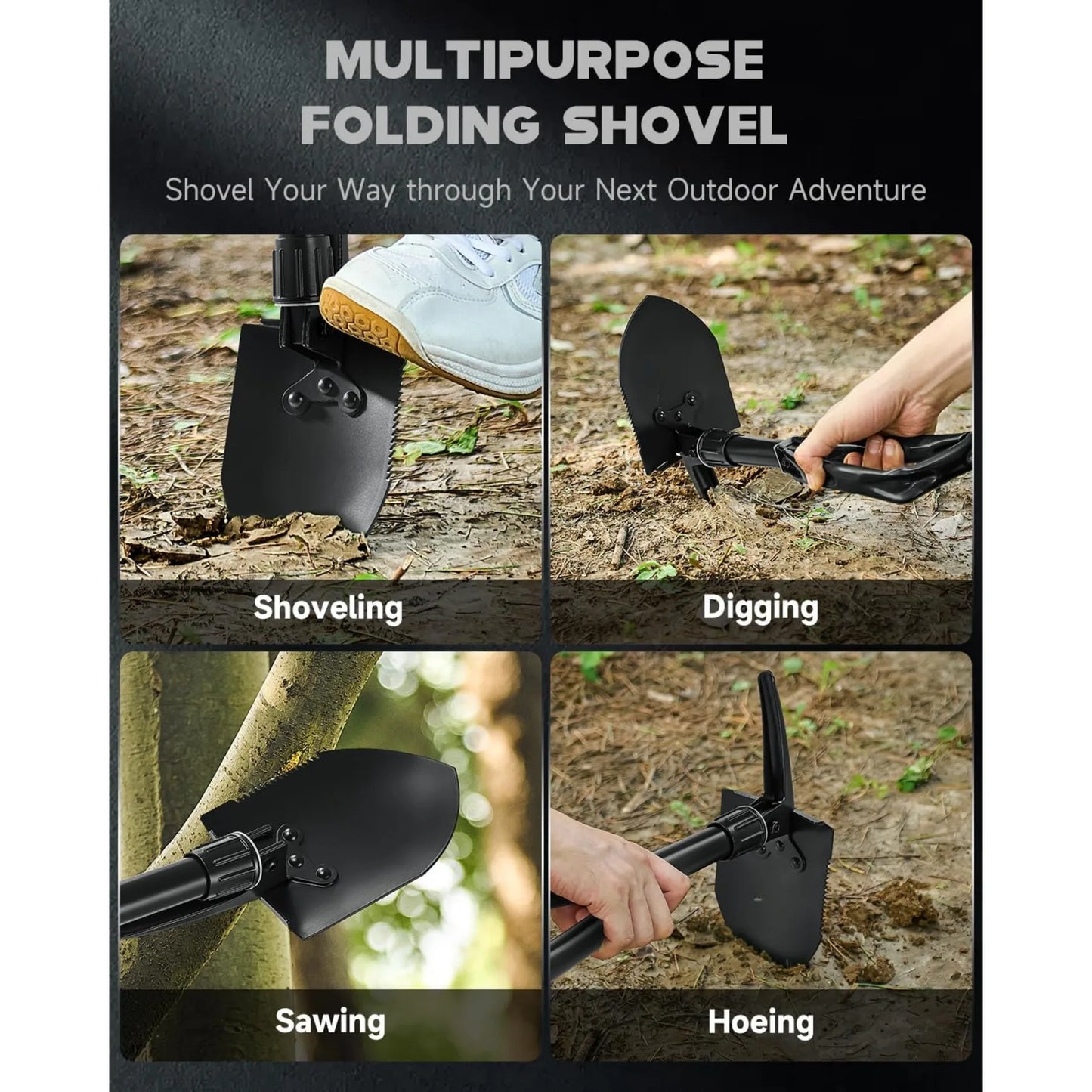 Mini Folding Shovel High Carbon Steel, Portable Lightweight Outdoor Tactical Survival, Foldable Entrenching Tool