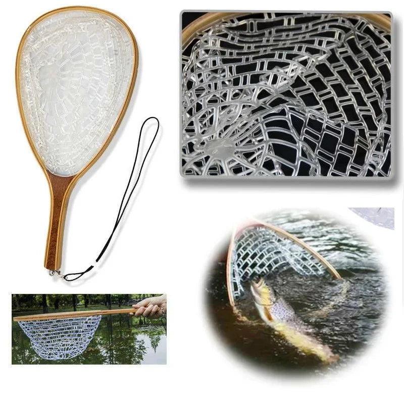 Fish Landing Net Quick Release, Transparent Net Soft Rubber Mesh