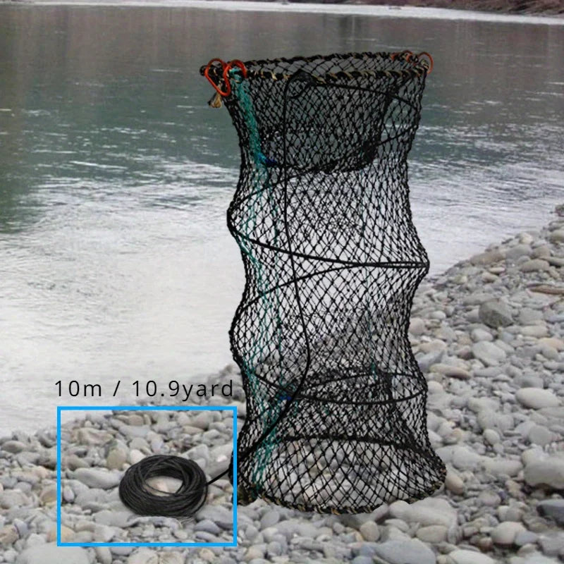 Ackibbik 1pc Crab Trap Minnow Trap Fishing Bait Traps with 10m Hand Rope, Folded Lobster Crawfish Fishing Net Trap