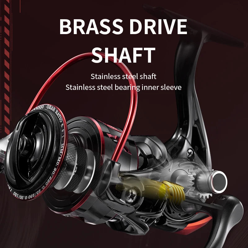 l Fish Spinning Reel 5.2:1 Black Red 10kg