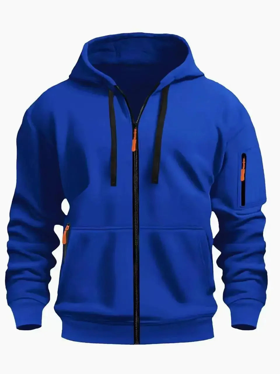 Men's, Women's zip-up hoodie with kangaroo pocket, solid color coat, autumn and winter style, sports casual, fleece-lined for warmth