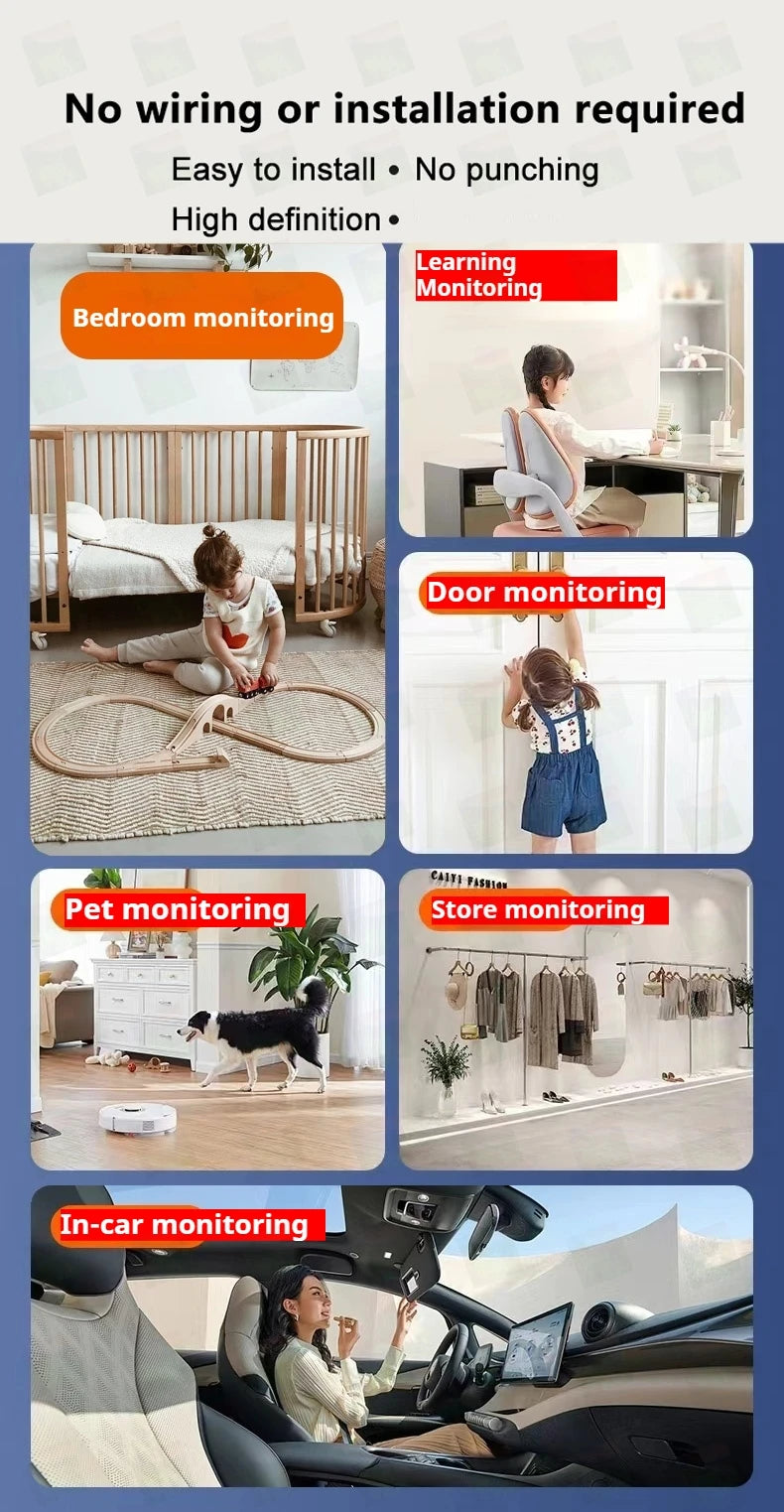 Ultra-High Definition Small Camera Wireless Monitor Home Wifi Remote Mobile Phone 360-Degree Panoramic Mini Photography Indoor Home Connected Plug-In-Free Cat Eye Non-Micro Non-Invisible Non-Hidden