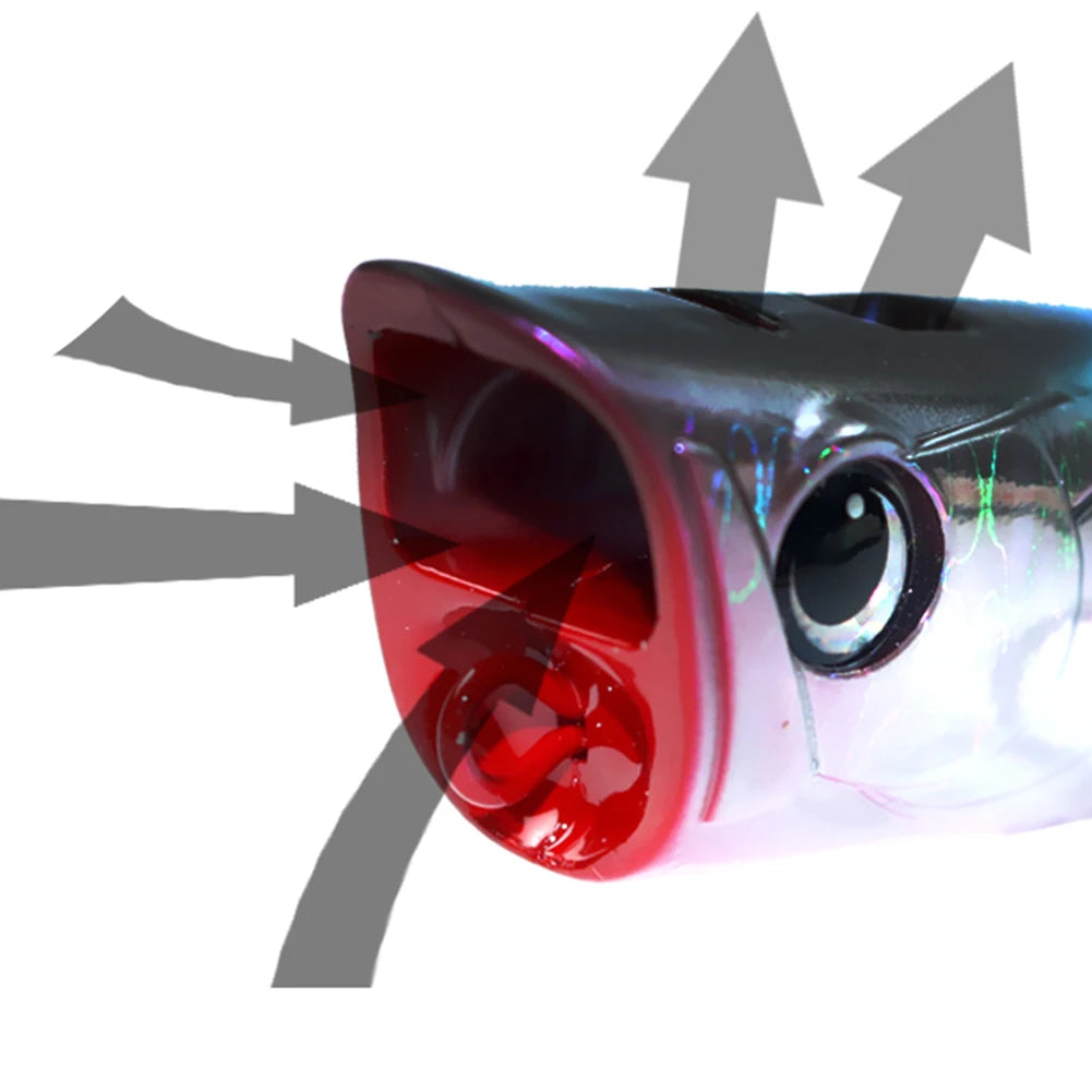 Popper Fishing Lure with Hook, Floating Fishing Lure 3D Eyes Artificial Wobbler Swimbait for Freshwater Saltwater Surface Fishing
