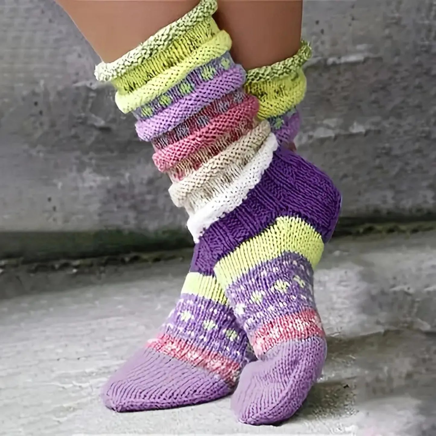 Winter Jacquard Thread Socks Washable Anti-Freezing Thermal Socks Suitable for Indoor and Outdoor