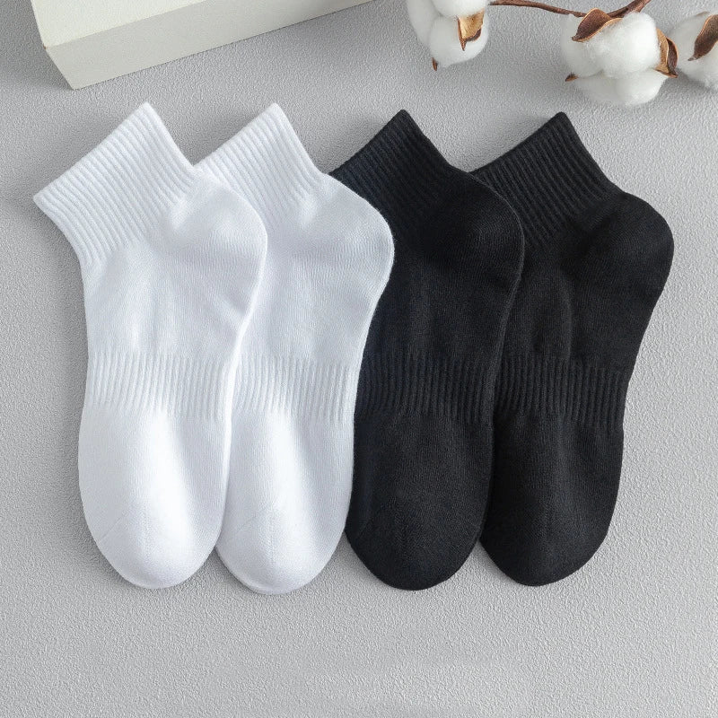 5 Pairs/100% Cotton Men's Socks, Anti-Odor Breathable Sports Socks