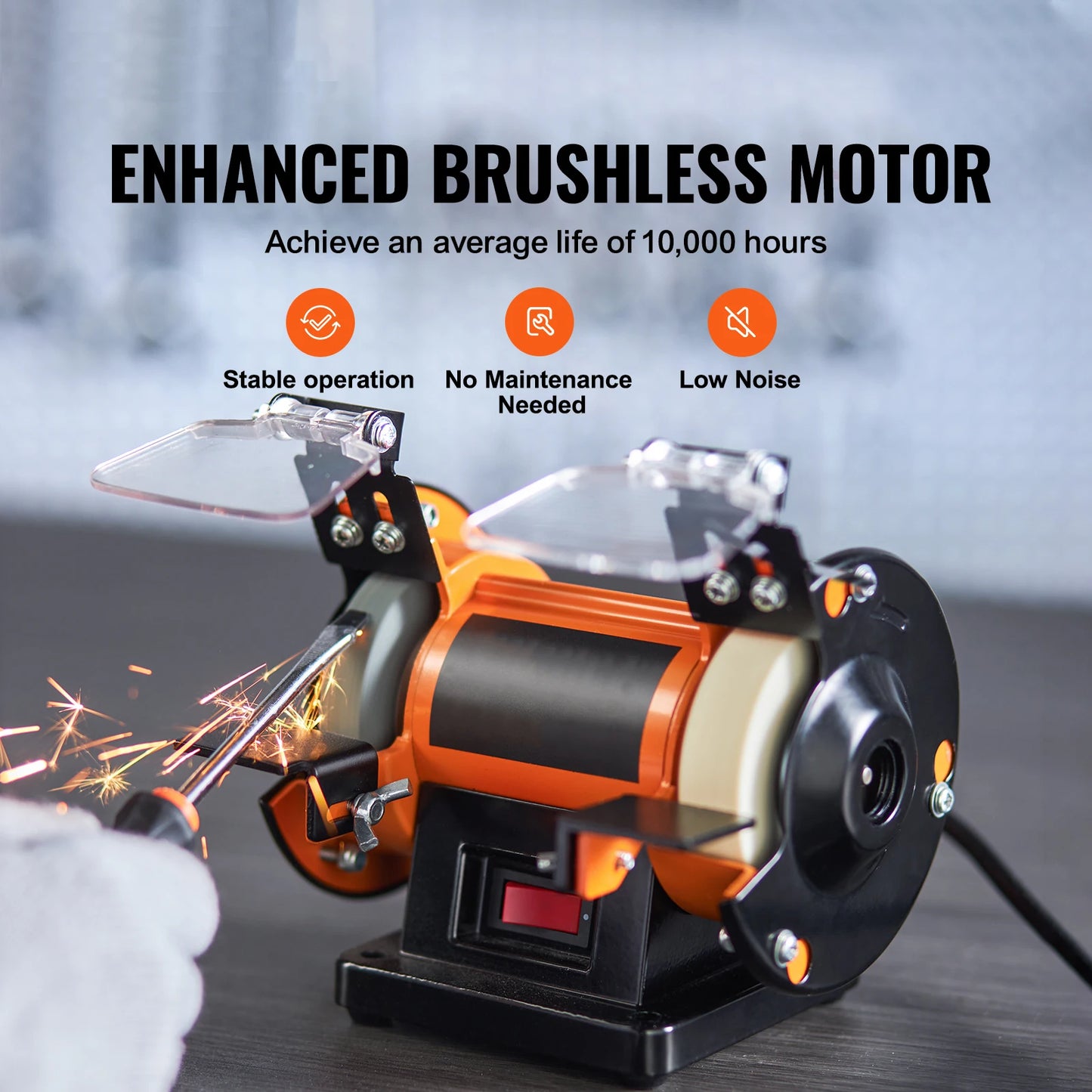 3 in Jewelry Polisher Buffer, Brushless, Adjustable Speed Mini Multi-purpose Bench Grinder Polishing Machine for Gemstones