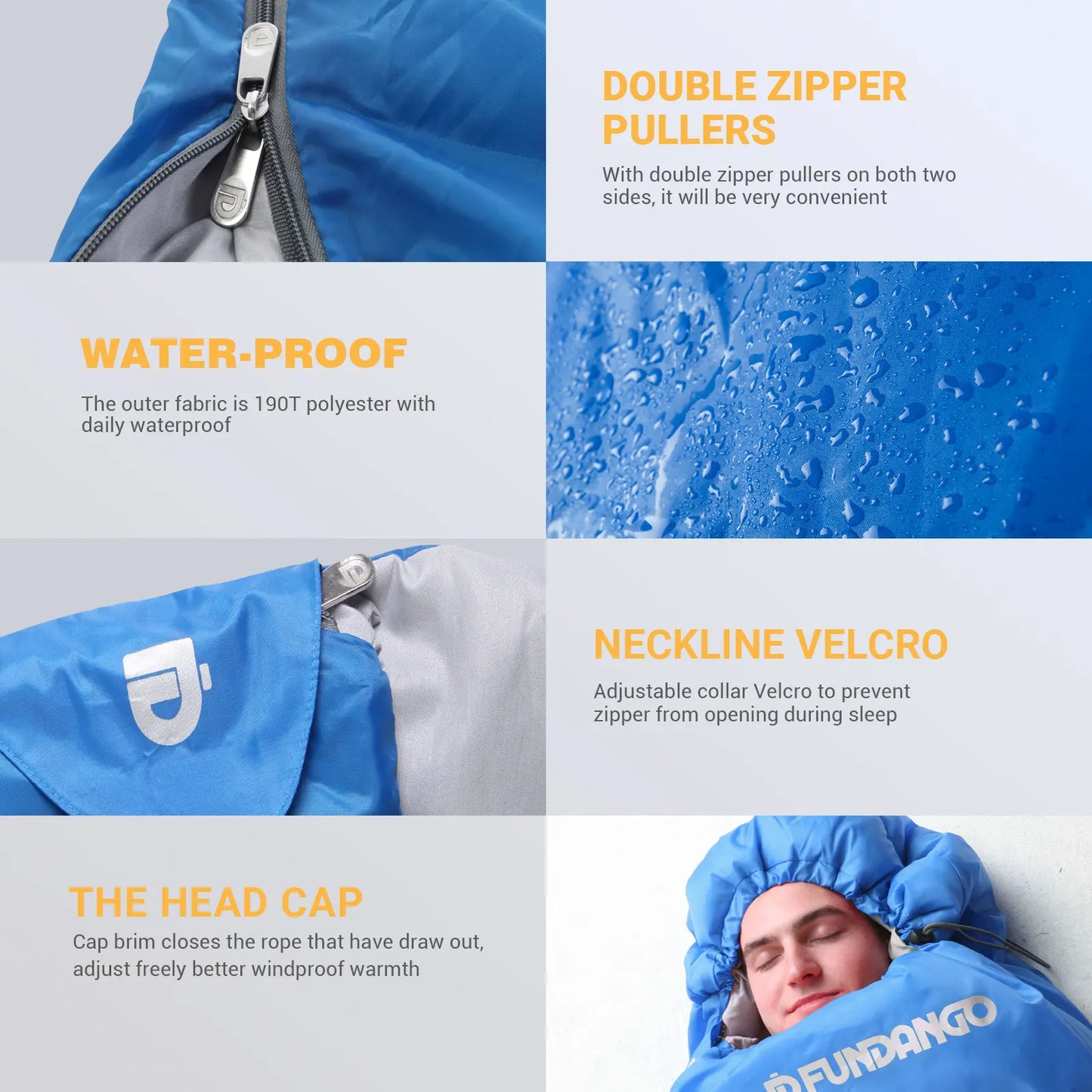 Double Sleeping Bag, Waterproof and Warm and Lightweight, with 2 Pillows