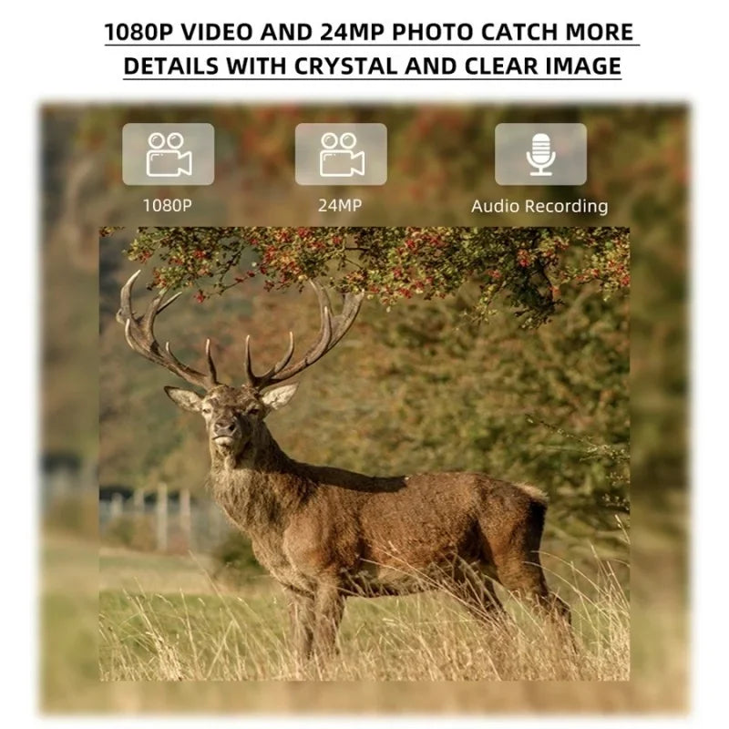 4G Hunting Trail Camera 1080P 24MP Game Camera with Night Vision Waterproof  Camera for Wildlife Monitoring