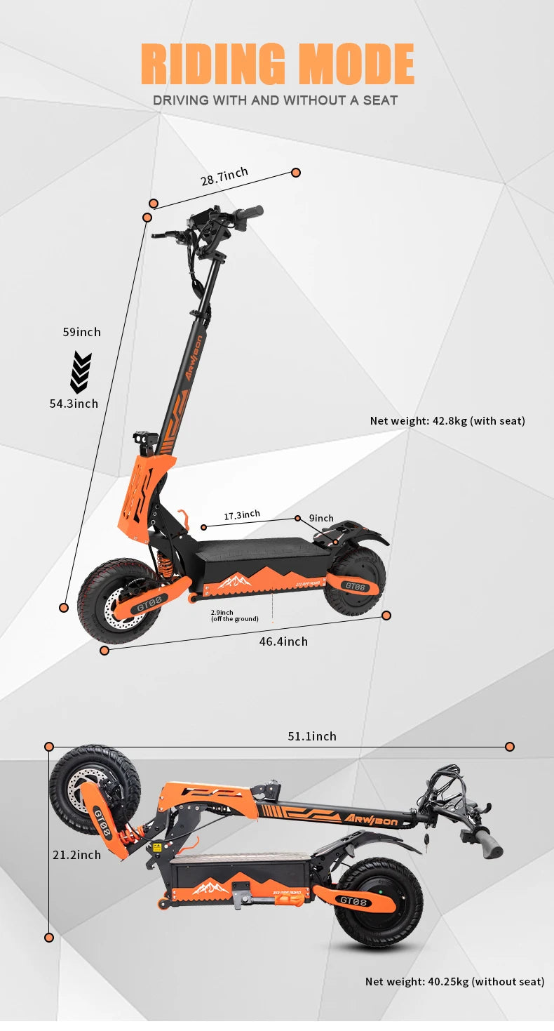5600W ADULT Electric Scooter Dual Motor Top Speed 46MPH,60V27AH, 11-inch Off-Road Tires Sport Folding Scooter