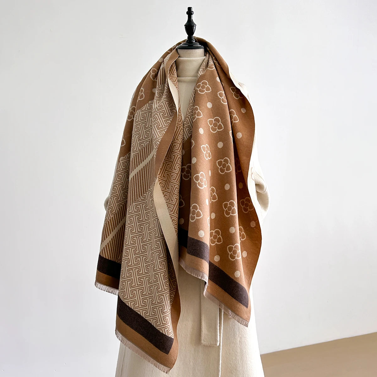 Winter Warm Faux Cashmere Scarf - Thick Luxury Shawl Wrap, Perfect as Travel Poncho Blanket