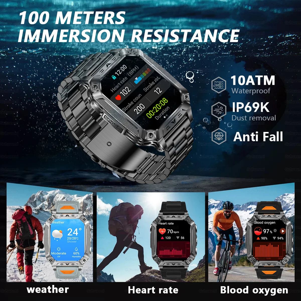 2026 New 1400mAh Battery Smart Watch, Waterproof Call 2.01" AMOLED HD 100+Sports Heart rate Flashlight Smart Watch