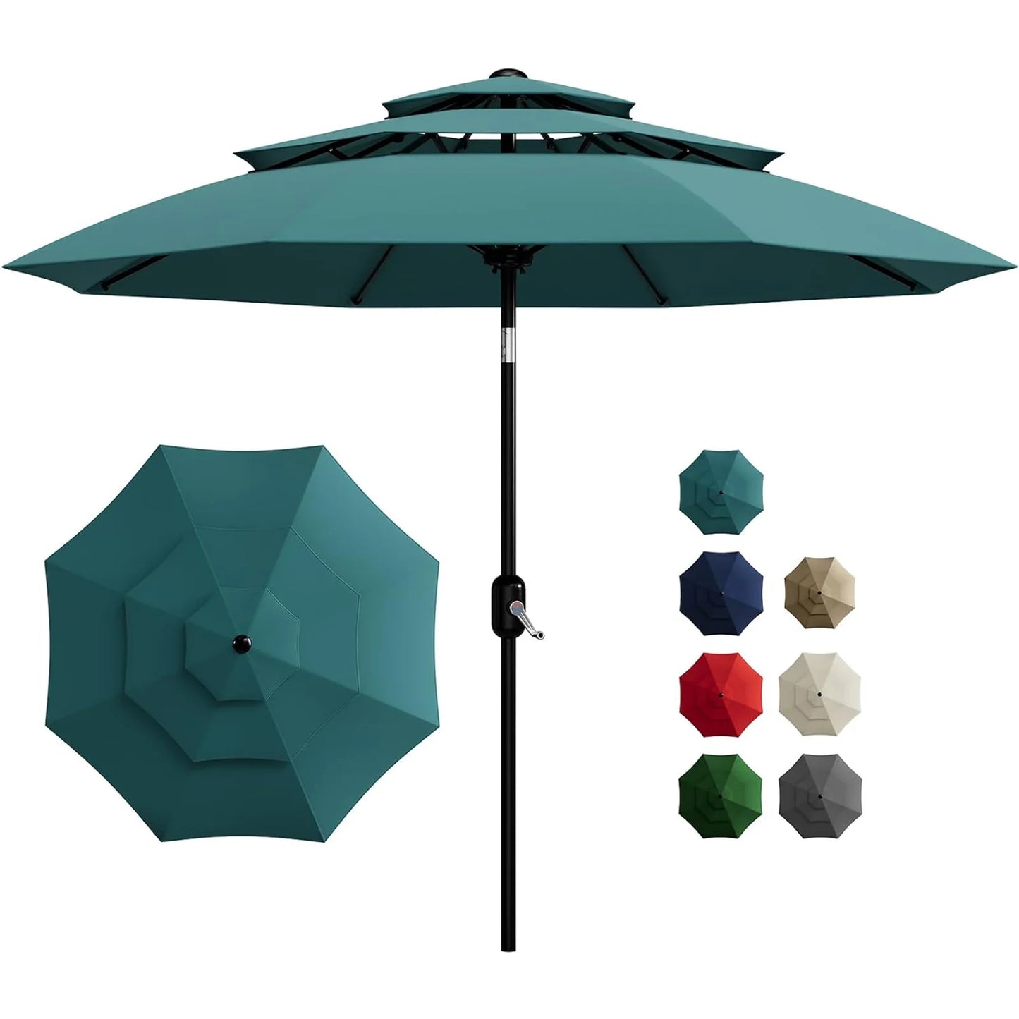 10FT 3-Tier Patio Umbrella, Vented Outdoor Table Umbrella With Crank & Tilt Sunshade. Fade Resistant For Pool, Deck, Yard