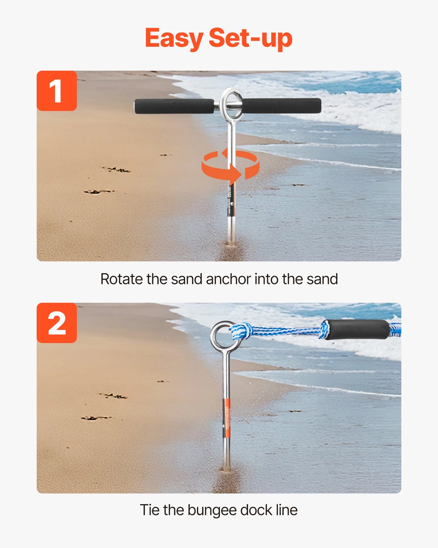 Sand Anchor, 18/36in Stainless Steel Beach Anchor, Sand Boat Anchor with Spiral Blade, Shallow Water Boat Auger Anchor