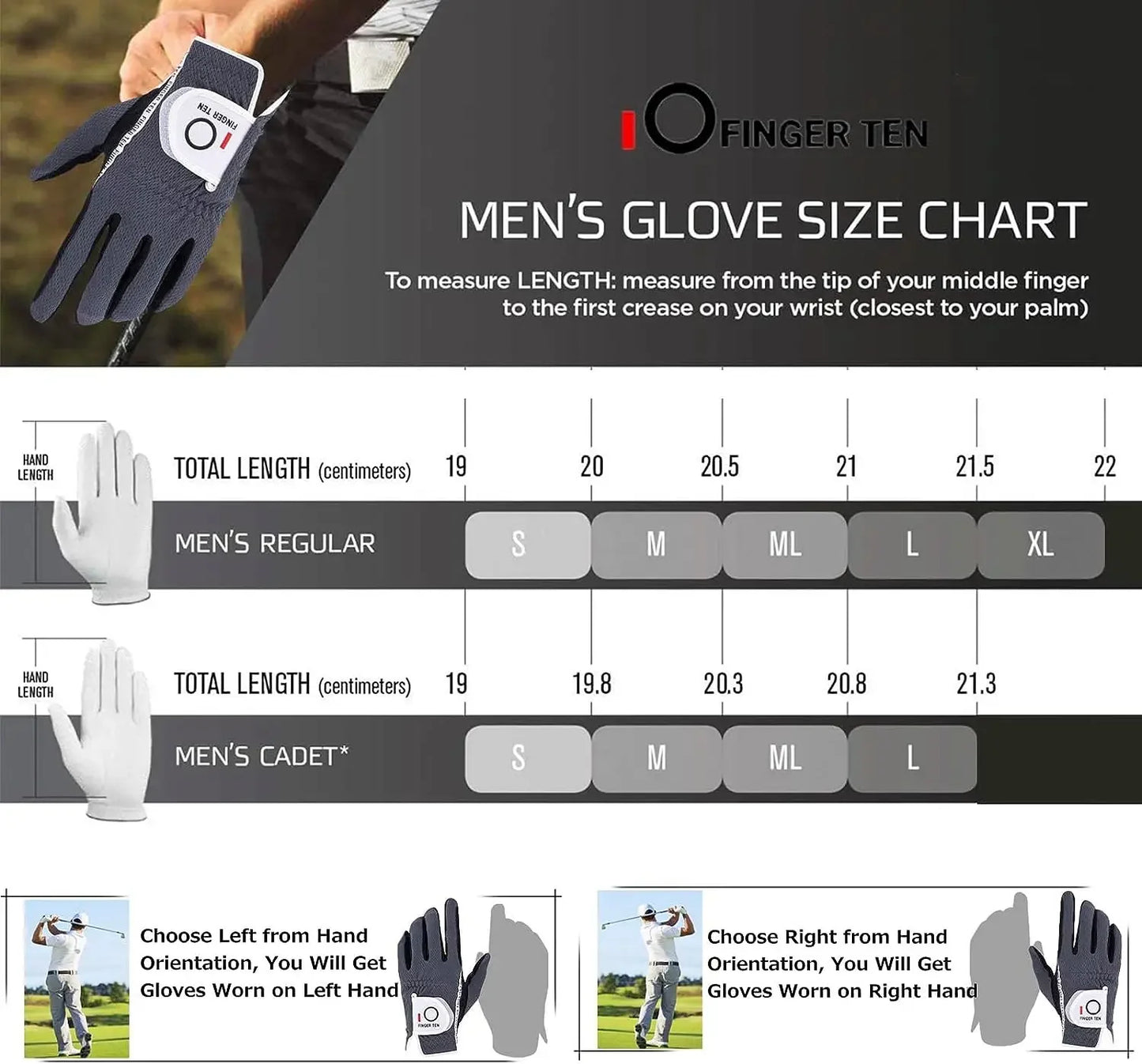 Golf Gloves Men Worn On Left Hand, 2 Pack All Weather M ML L XL