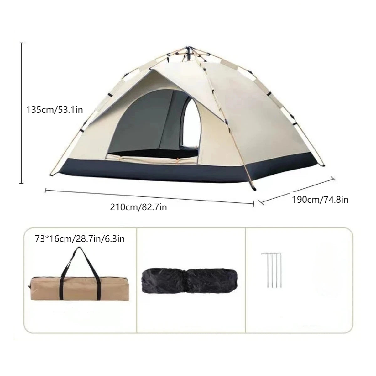 Outdoor Automatic Quick-opening Tent, Rainproof Sun Shade Tent, Two windowless doors