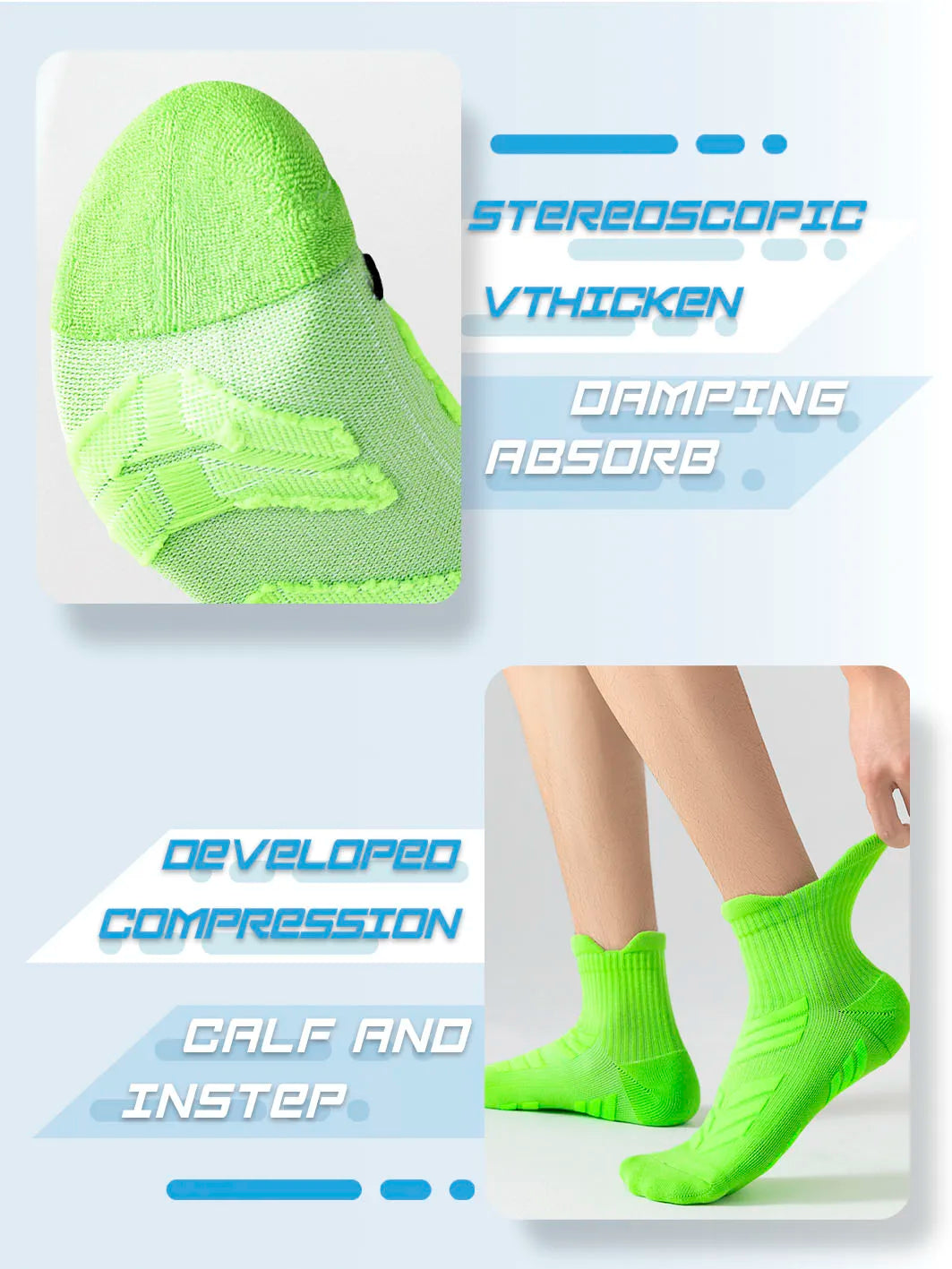 6-Pack Ankle Sport Socks Anti-Slip