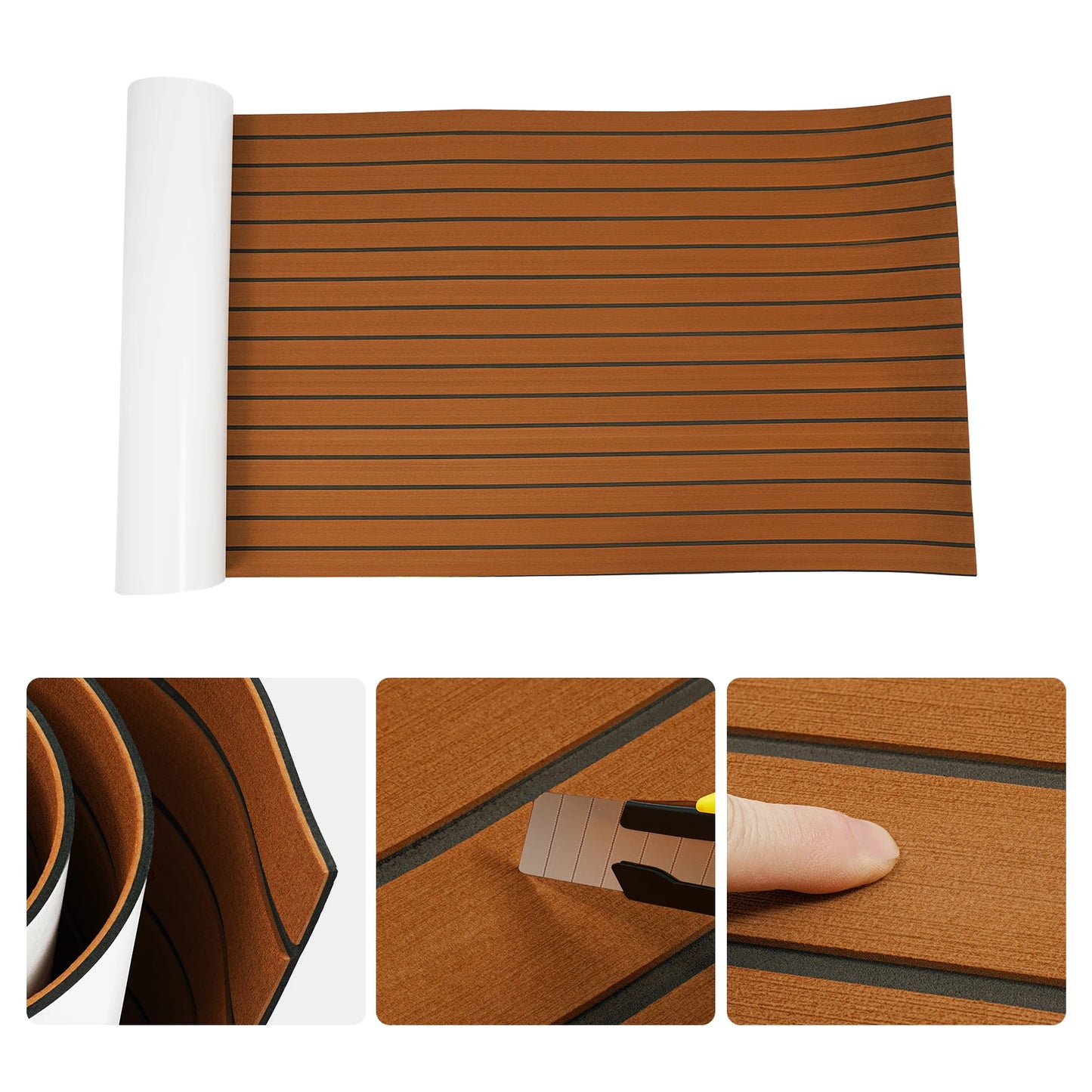 35.5 " x 94.5" Self-Adhesive EVA Foam Boat Marine Flooring, Faux Teak