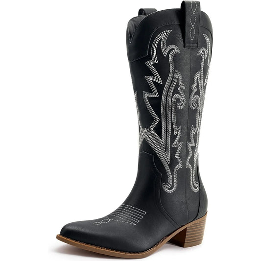 Women's Western Cowgirl Boots Fashion Embroidered Pointed Toe