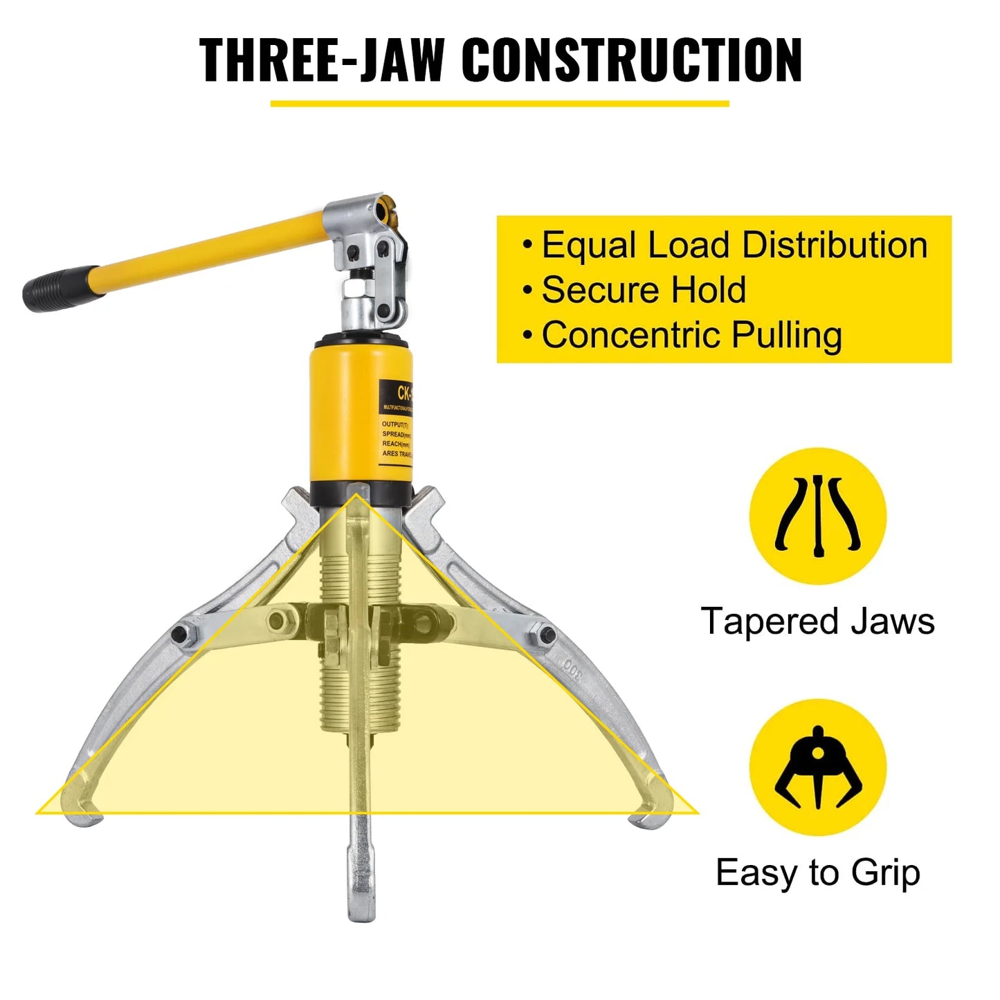 15 Ton Hydraulic Gear Wheel Bearing Puller, Separator Tool. Two & Three Adjustable Jaws With Portable Box for Repair Shop