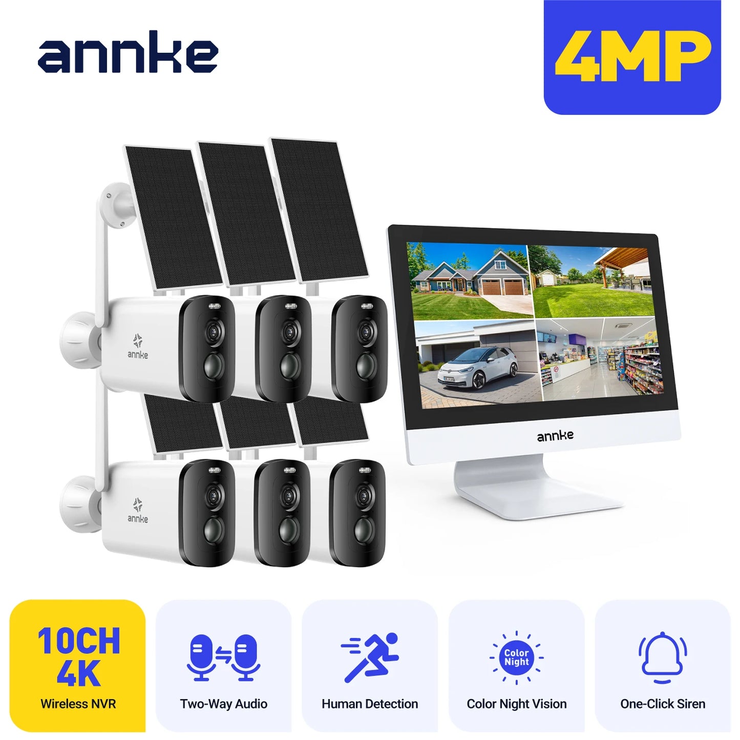 5MP Wifi surveillance camera, 12 inch LCD 2.4G / 5.8G PTZ wifi security cameras PIR color night vision Outdoor wifi camera