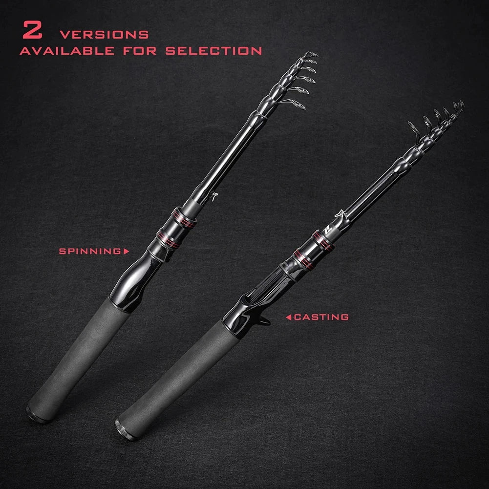 Telescopic carbon fishing rod, high-strength fishing line, reel seat, rotating rod, straight handle