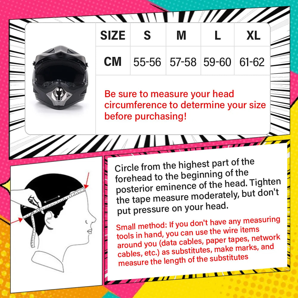 Off-road Full Face Helmet For Adult Dirt Bike, Goggles, Gloves And Face Mask Matte Black DOT
