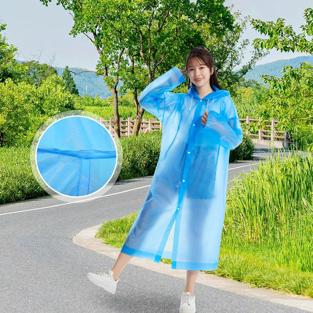 Rain Ponchos with Drawstring Hood Waterproof Outdoor Rain Wear for Women Men