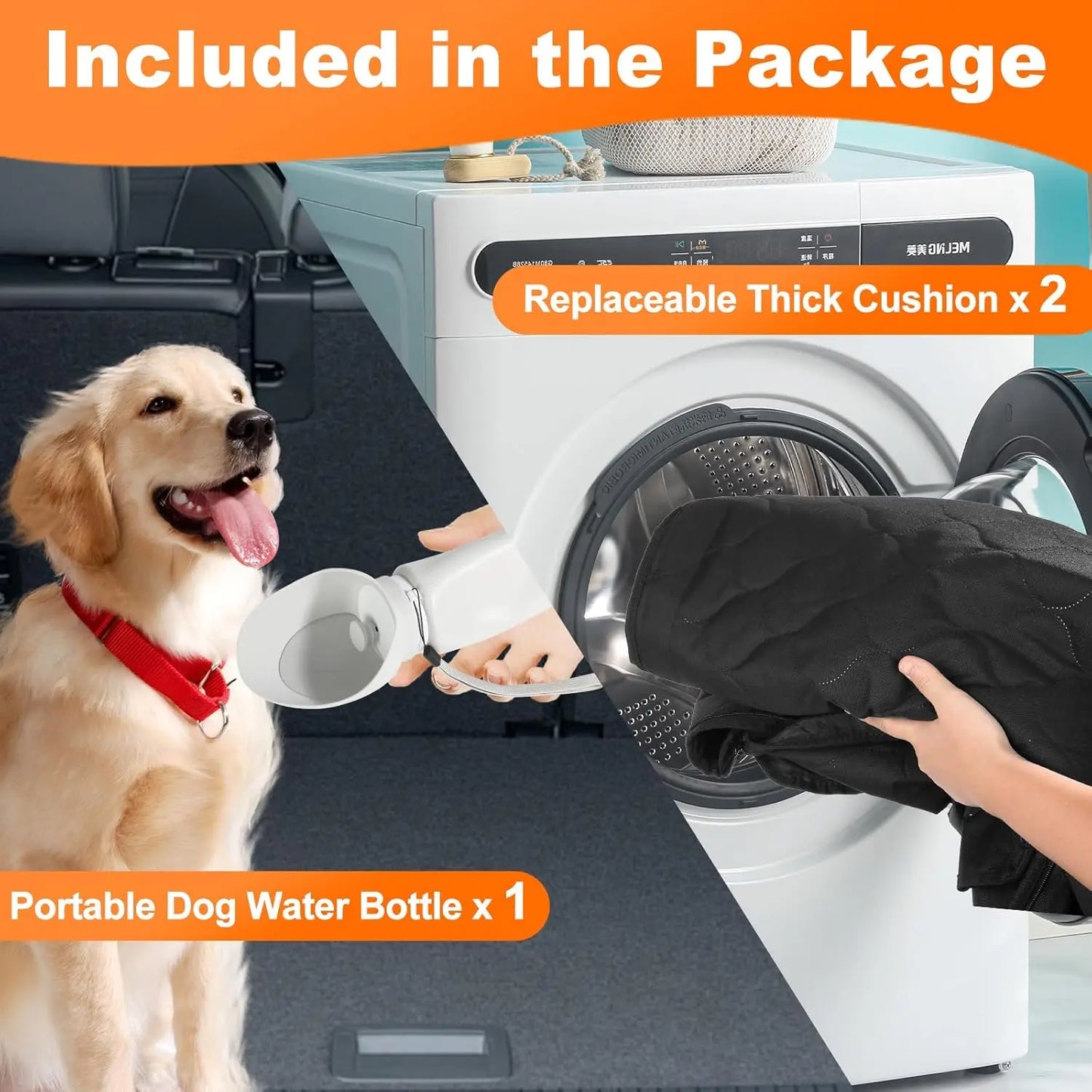 Waterproof Pet Travel Accessories, Foldable Dog Car Hammock, Trunk Mat. Rear Back Seat Protector