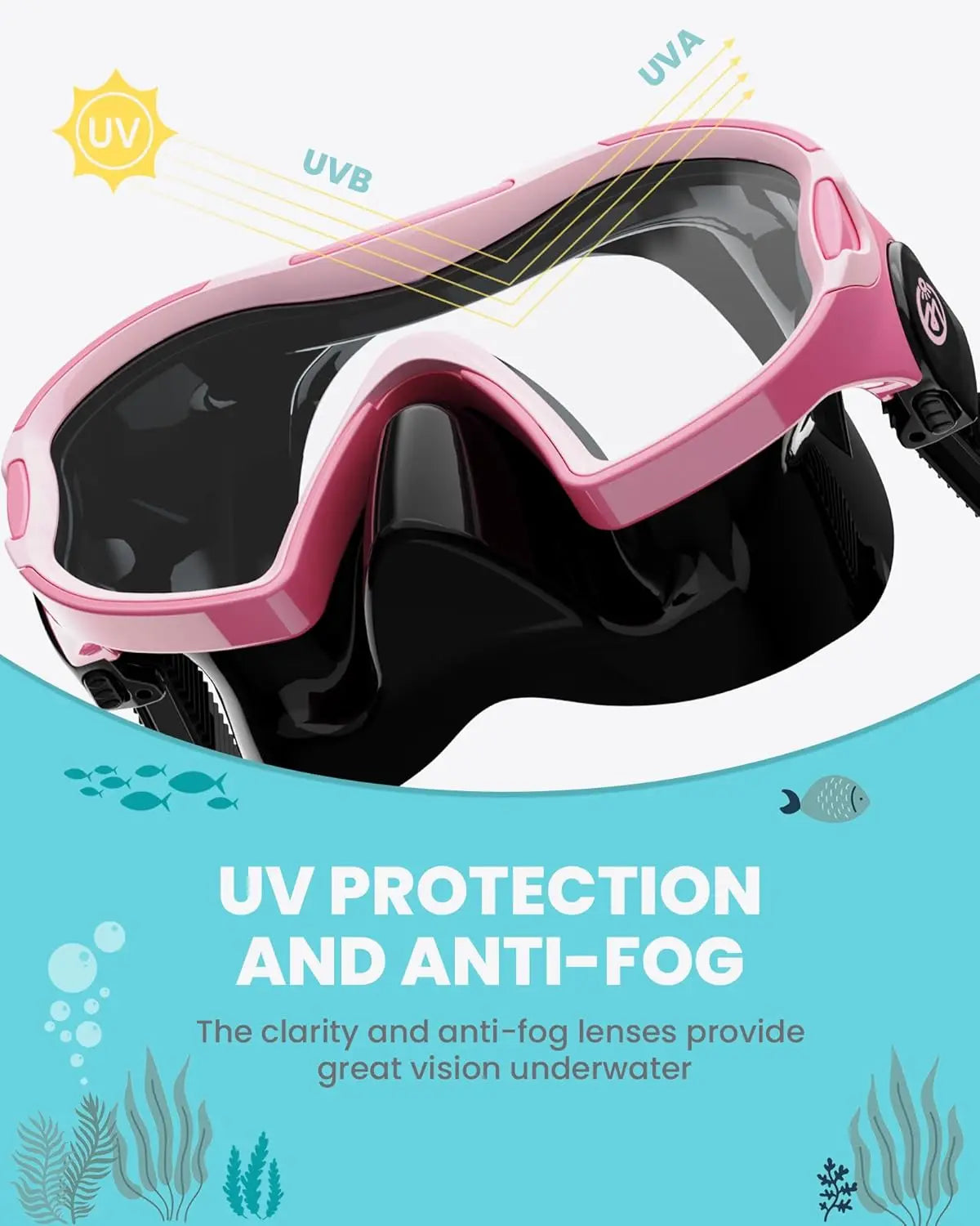 Kids Swim Mask with Nose Cover, Swim Diving Mask for Kids, Anti-Fog for Boys and Girl