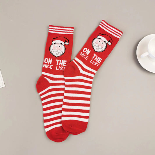 6 Pairs Christmas Socks Colorful Printed Pattern Holiday Socks