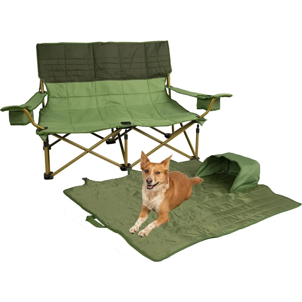 Low Loveseat 2 Person Camping Chair, Foldable Seat