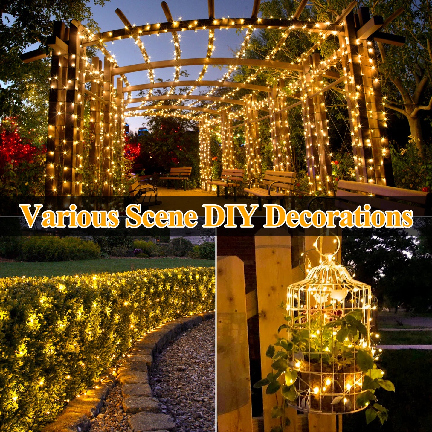 Solar String Lights Outdoor, 2 Pack Total 80FT 240LED Fairy Lights, 8 Modes, Waterproof for Yard, Garden, Room Decor