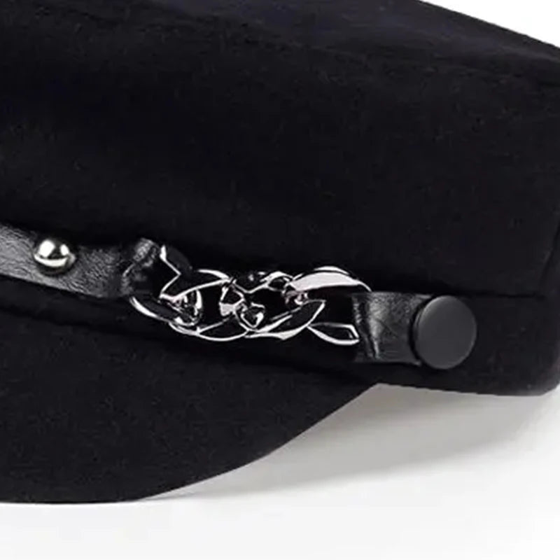 1piece Unisex Rivet Chains Navy Cap