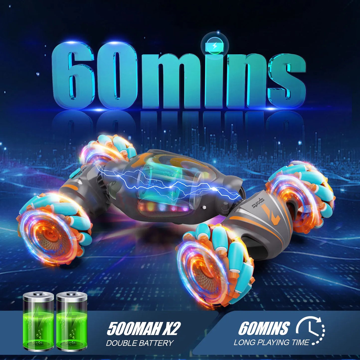 Gesture Sensing RC Stunt Car 4WD Hand Controlled 360° Rotate Transform Drift Birthday Gifts Toys for Kids with Light & Music