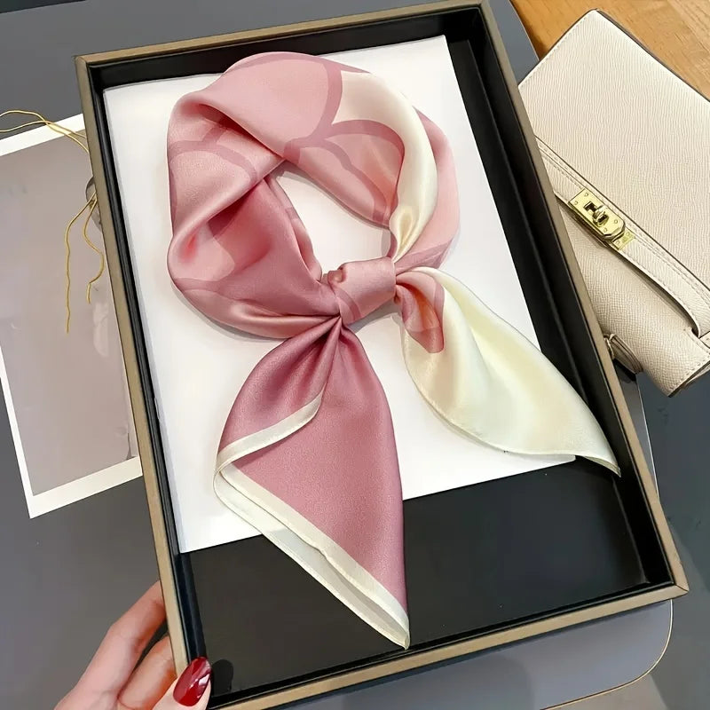 Luxury Brand Women, Men Print Square Scarf. Soft Satin Silk-like, Small Neck Scarf Stylish Casual Headscarf
