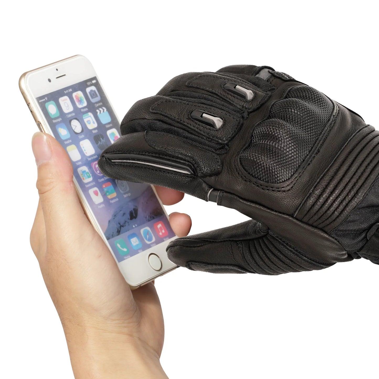 Waterproof Motorcycle Gloves Heated Leather with Rechargeable Battery