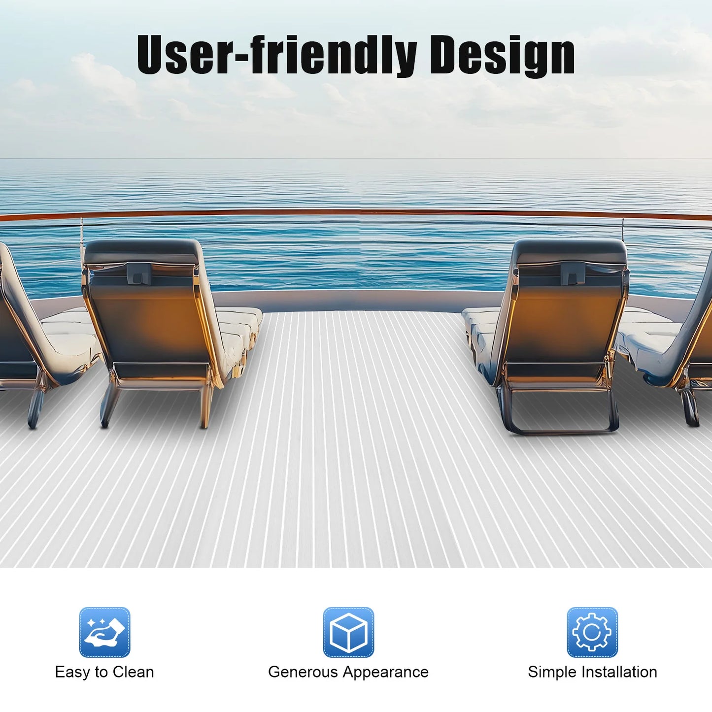 94.5" x 35"  EVA RV Non-Slip Mat For Boat Floor, Light Gray, White