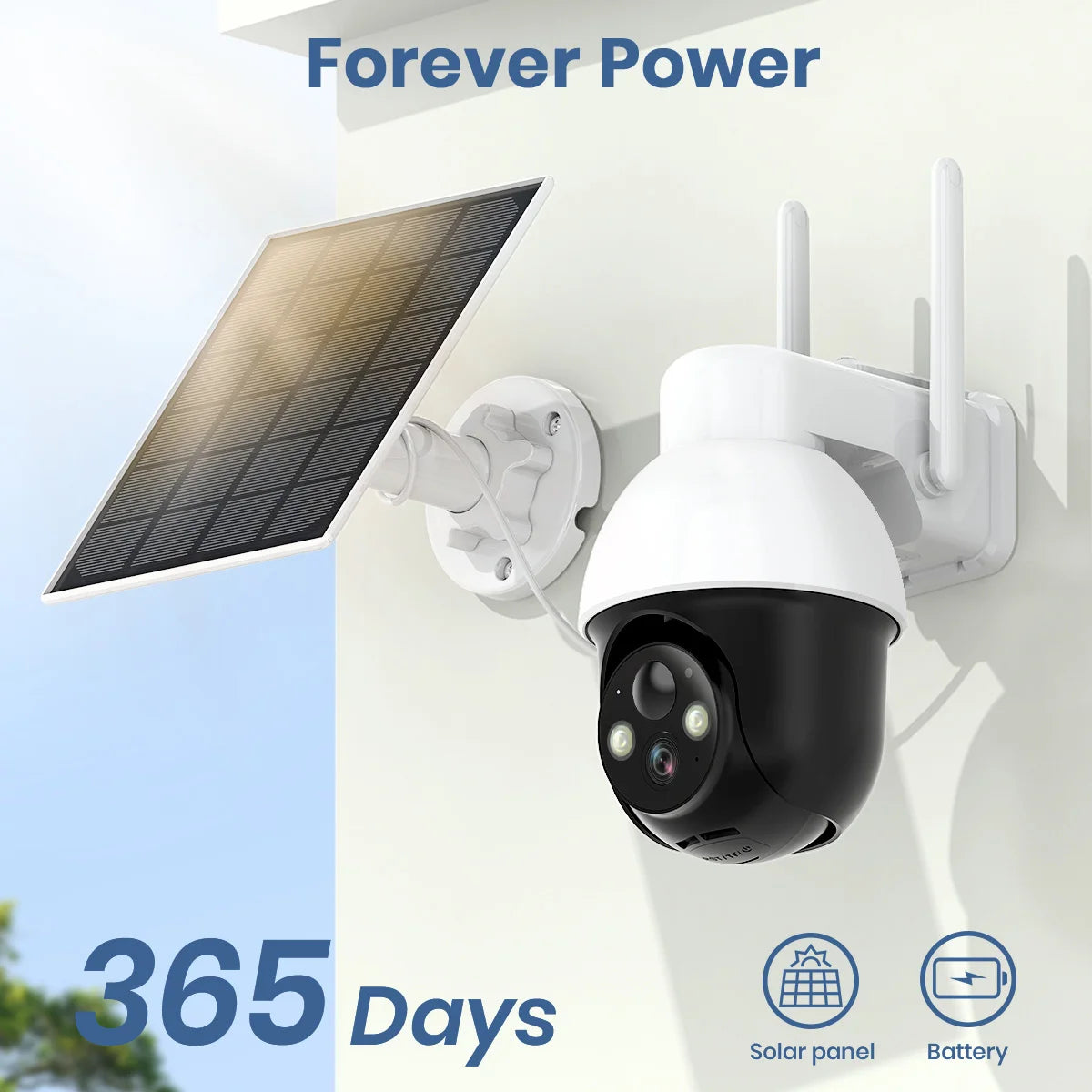 3MP PTZ 4/8/12pcs Solar Camera 5000mAh Battery Wireless 2.4Ghz WIFI Camera  AI Detection 2-Way Audio Outdoor Camera