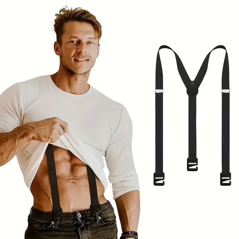 Heavy Duty Work Suspenders for  Wide X-Back with 3 Plastic Gripper Clasps Adjustable Elastic