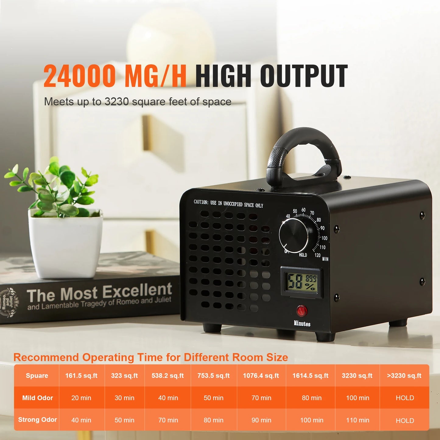 Ozone Generator; 12000, 36000, 24000mg/h Ozone Machine Odor Remover. High Capacity Commercial/Industrial Ozone Generator